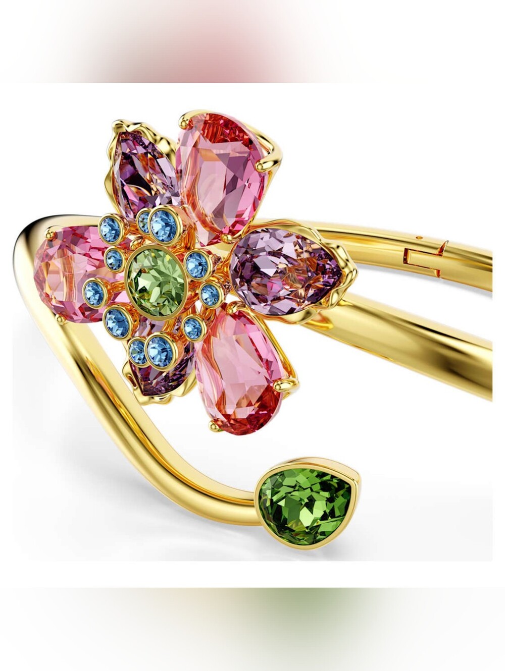 Swarovski Idyllia Flower Bangle | Gold Tone | Multicolor Crystals | Mixed Cut